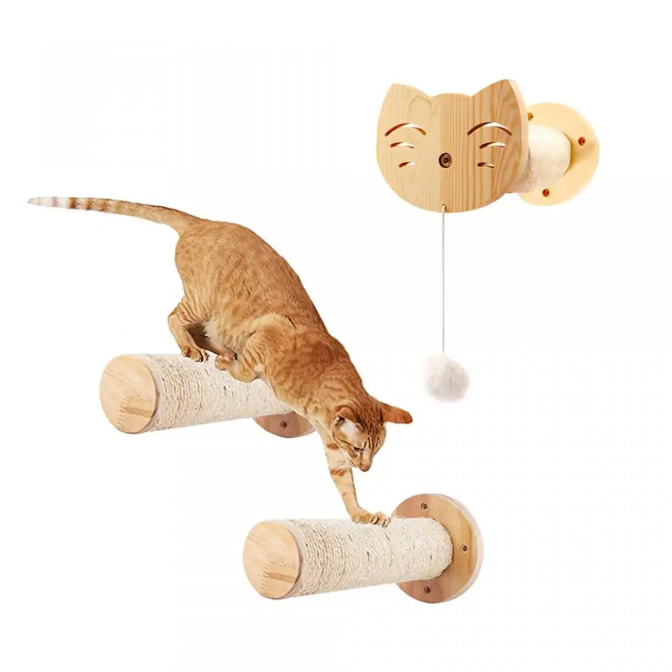 Cat Climbing Shelf Furniture NZ | Wall-Mounted Wooden Cat Shelves & Scratching Perches – PawNest