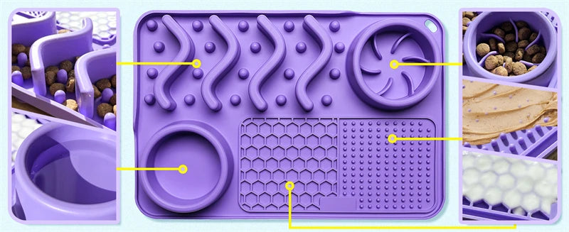 3-in-1 Slow Feeder Dog Bowl & Licking Mat NZ | Suction Cup Anxiety Relief Feeder – BPA Free – PawNest