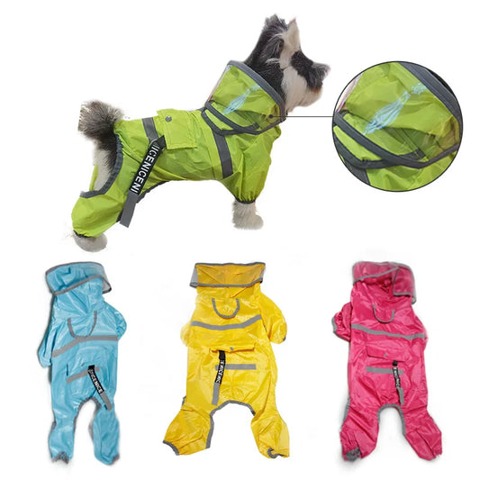 Large Brimmed Dog Raincoat NZ | Reflective Waterproof Raincoat with Traction Rope for Small & Medium Dogs – PawNest