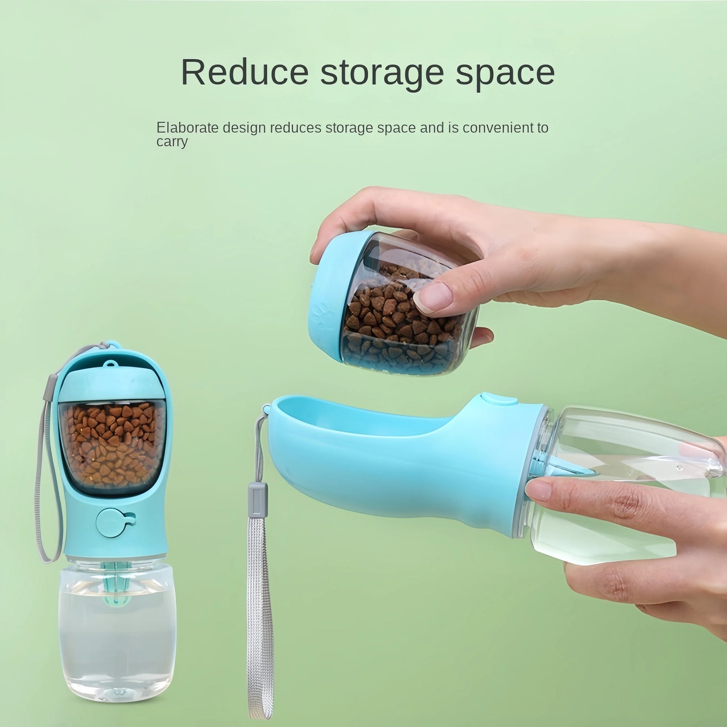 Portable Dog Water Bottle with Food Storage – Travel Feeder Bowl