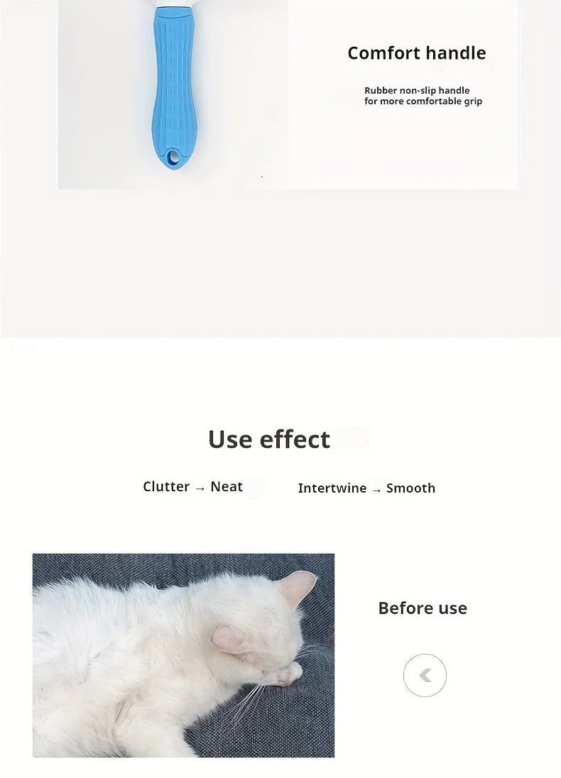 One-Click Pet Hair Removal Brush – Easy Grooming Tool for Dogs & Cats | Gentle, Self-Cleaning De-shedding Comb