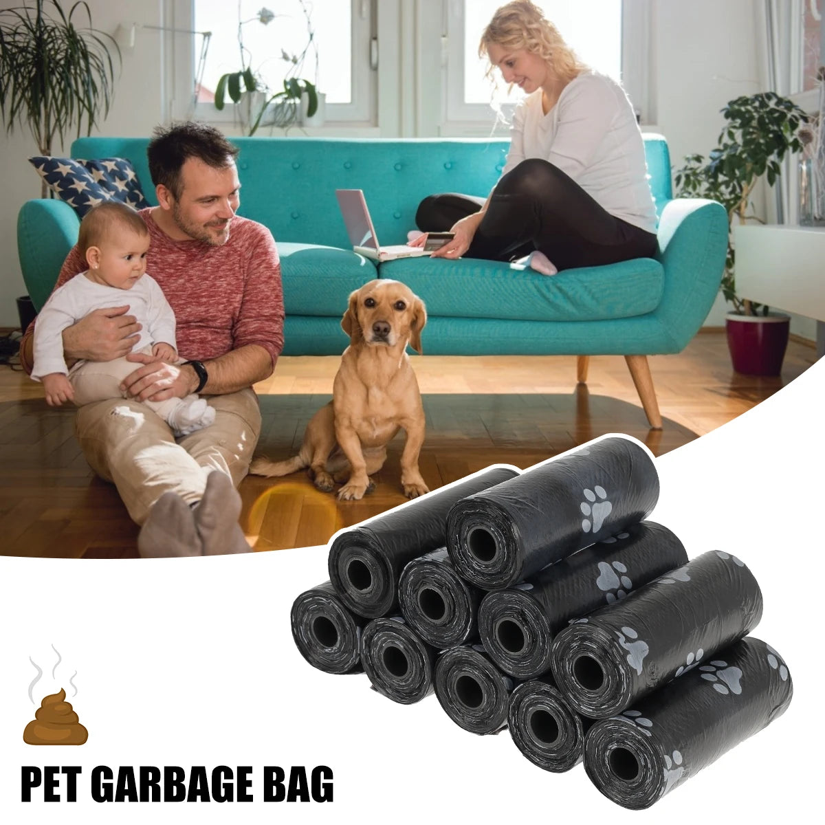 30-Roll Dog Poop Bags with Bone Dispenser – Leakproof & Handy