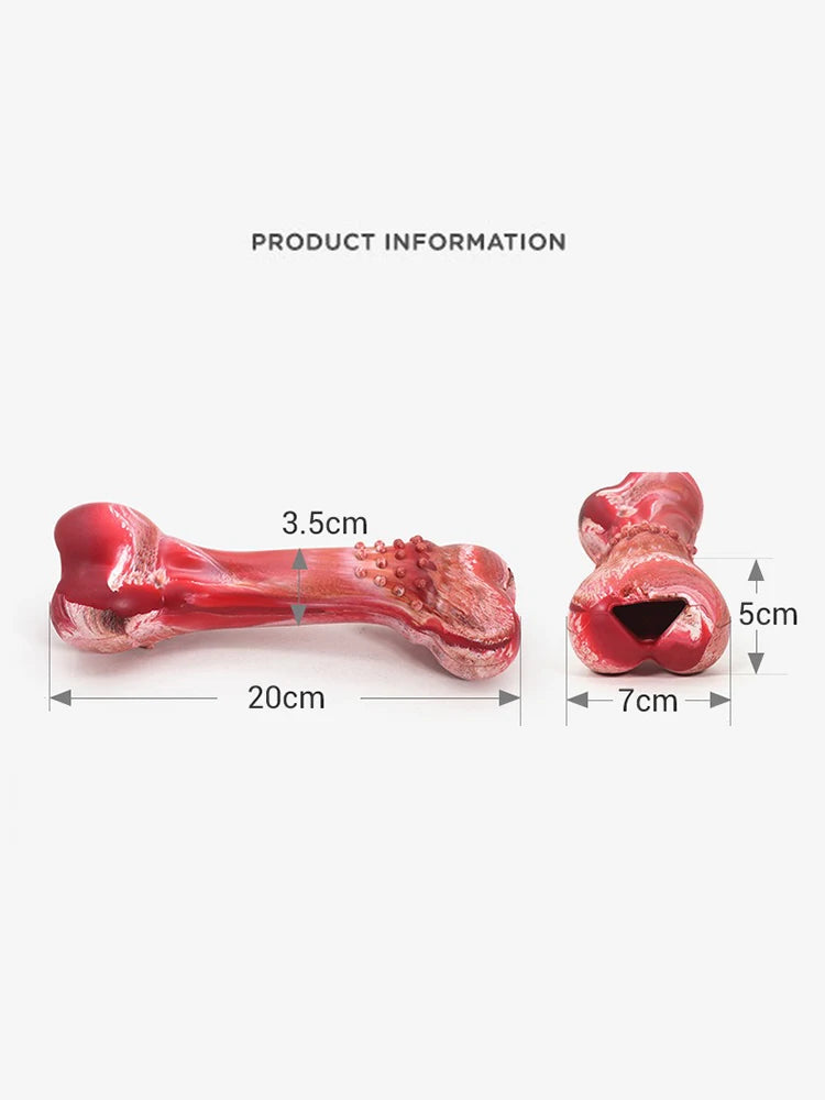 Funny Dog Chew Toy NZ | Realistic Bone-Shaped Rubber Toy with Food Holder & Toothbrush Cleaner – PawNest