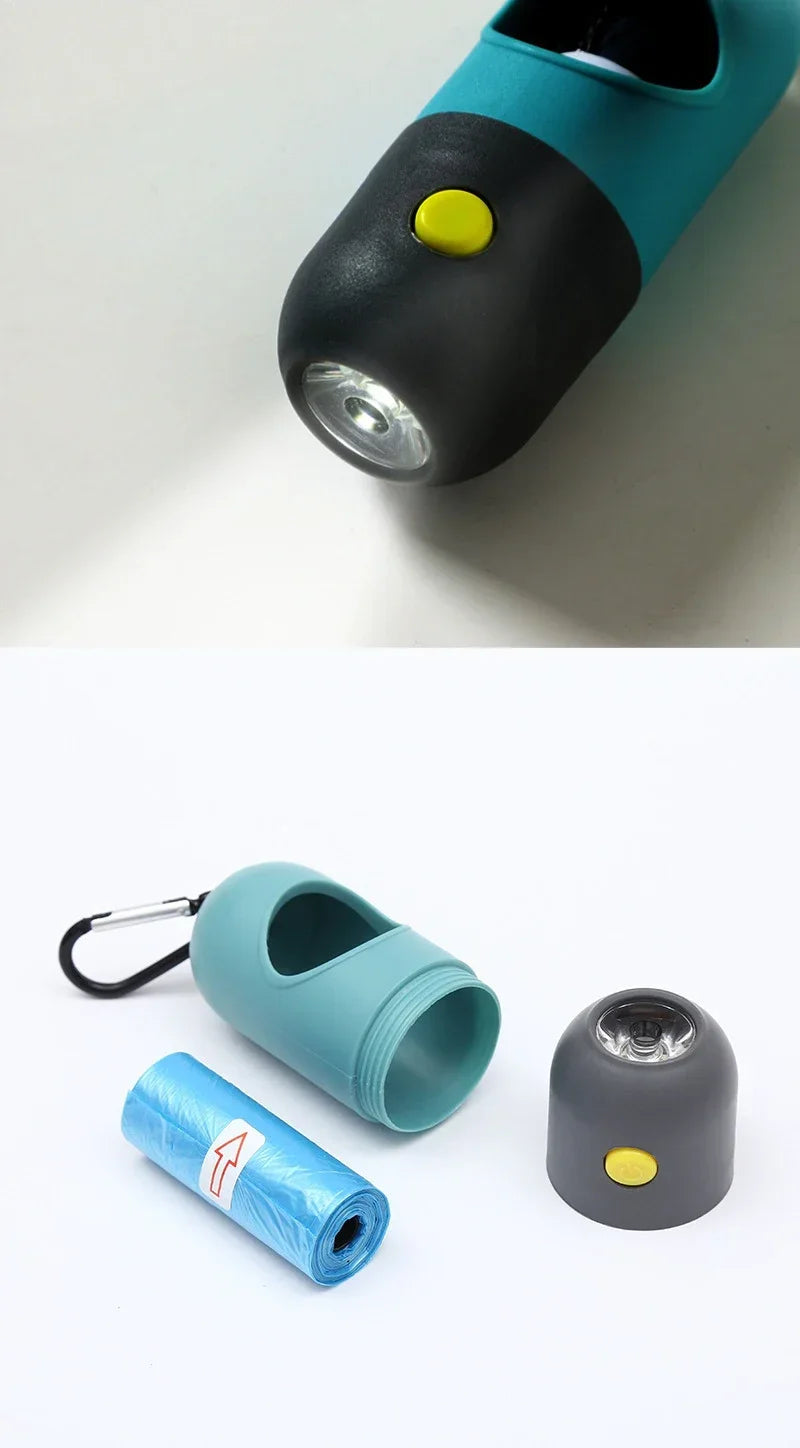 LED Light Dog Poop Bag Dispenser + Degradable Waste Bags