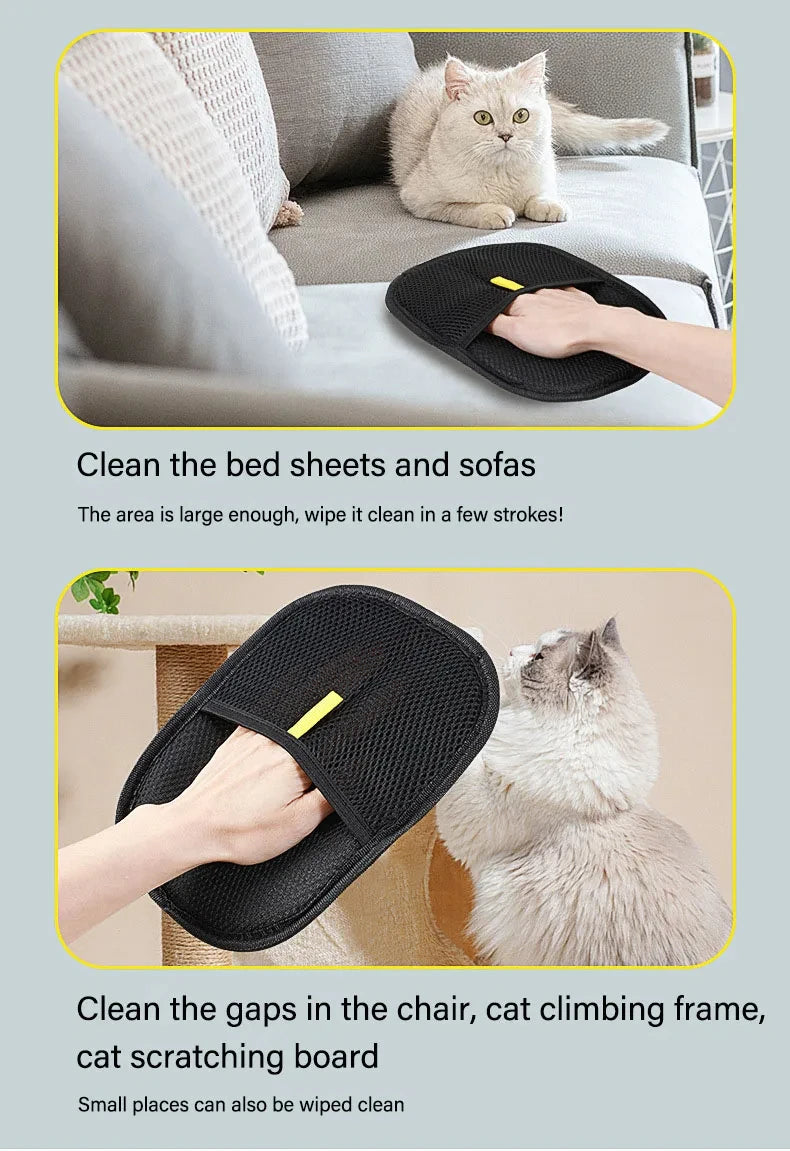 Pet Grooming Gloves – Static Hair Remover Brush for Dogs, Cats & Rabbits | Washable & Durable Hair Removal Tool