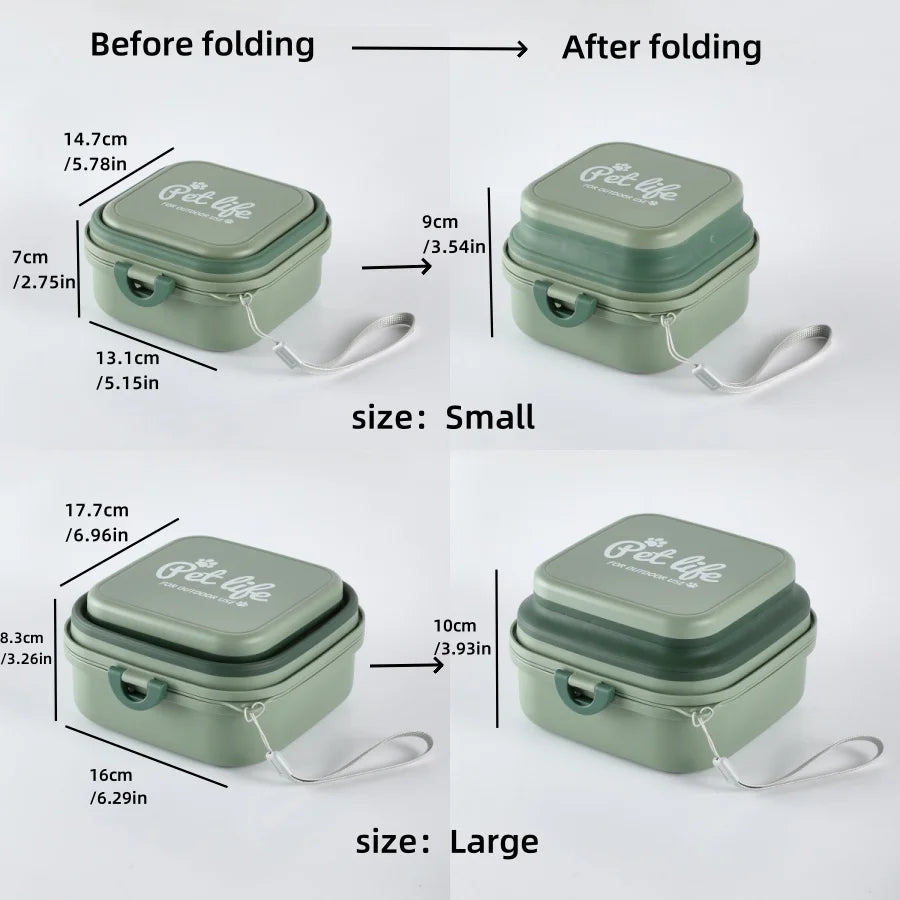 Madden Portable Double-Decker Dog & Cat Travel Bowl – Foldable