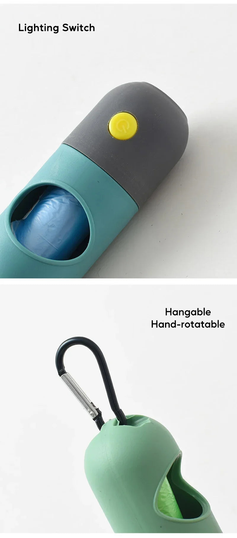 LED Light Dog Poop Bag Dispenser + Degradable Waste Bags