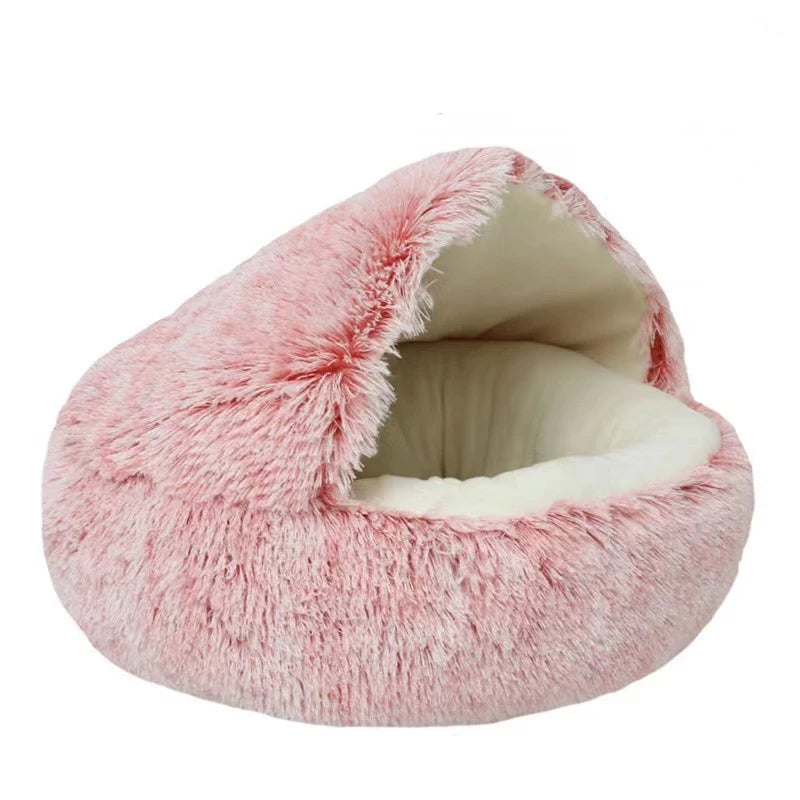 Soft Plush Round Pet Bed NZ | Covered Sleeping Nest Cave for Small Dogs & Kittens – PawNest