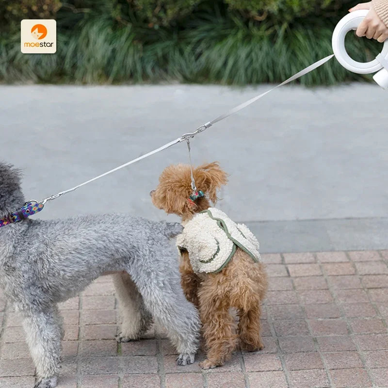 Moestar Pet Leash Poop Bag Dispenser & Dual Extension Belt | Walk 2 Pets with Replaceable Waste Bags – Dog Walking Accessory NZ