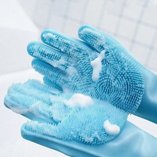 Pet Grooming & Bathing Gloves – Silicone Scrubber Glove for Dogs & Cats, Shampoo Massager & Hair Remover