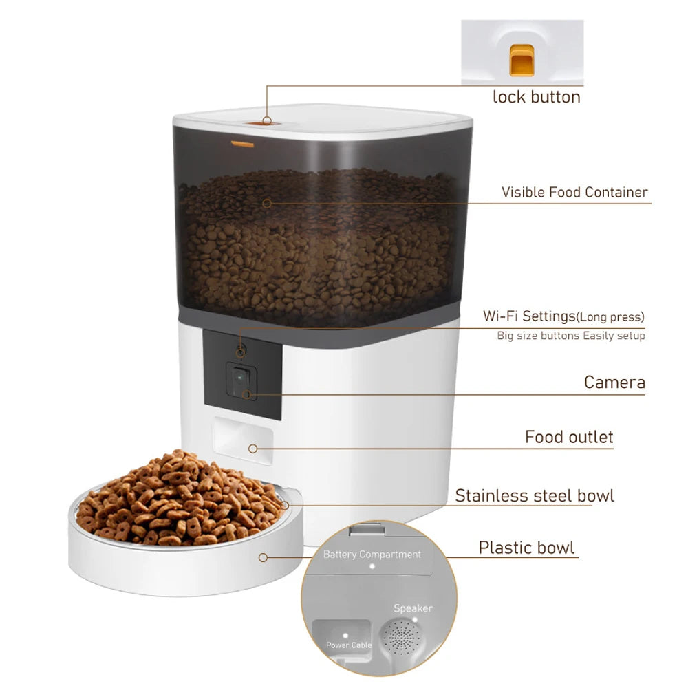 Smart Pet Feeder 4L with Camera NZ | App-Controlled Auto Dog & Cat Dispenser – PawNest