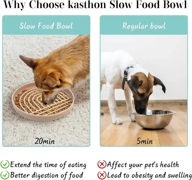 Round Silicone Slow Feeder Bowl NZ | Anti-Choking Non-Slip Suction Cup Dog & Cat Food & Water Bowl – PawNestDish Bowl