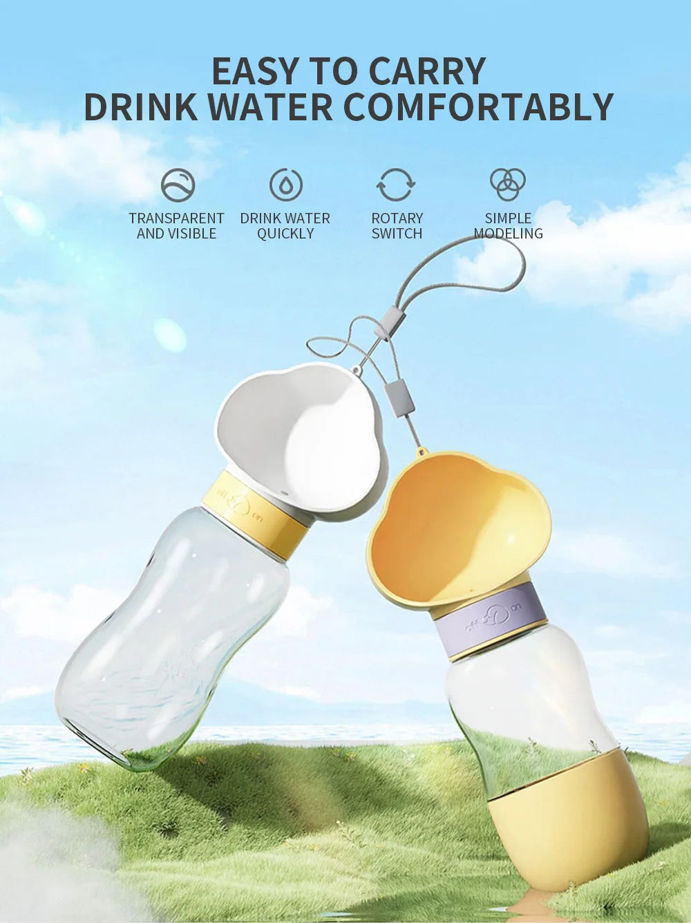 Portable Dog Water Bottle Feeder – Travel Bowl for Pets