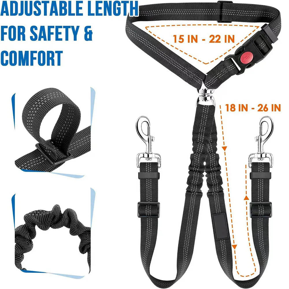 Double-Headed Dog Safety Harness NZ | Adjustable Car Headrest Restraint for Secure Pet Travel – PawNest