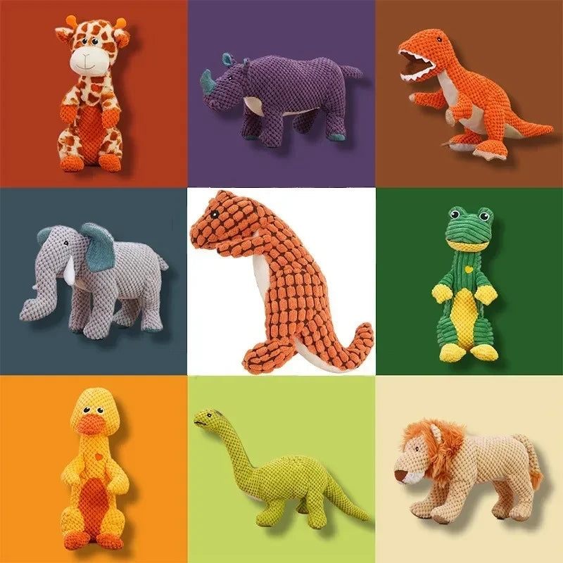 Squeaky Plush Dog Toys NZ | Durable Chew Toys for Medium & Large Dogs – Lion & Dinosaur Shapes – PawNest
