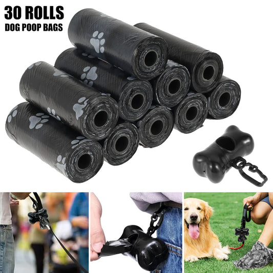 30-Roll Dog Poop Bags with Bone Dispenser – Leakproof & Handy