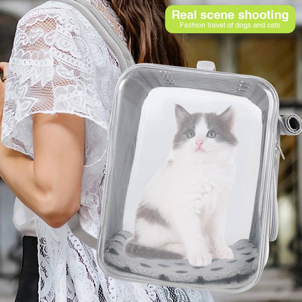 Double-Sided Transparent Cat Carrier NZ | Ventilated Large Space Pet Backpack for Cats – Portable & Comfortable