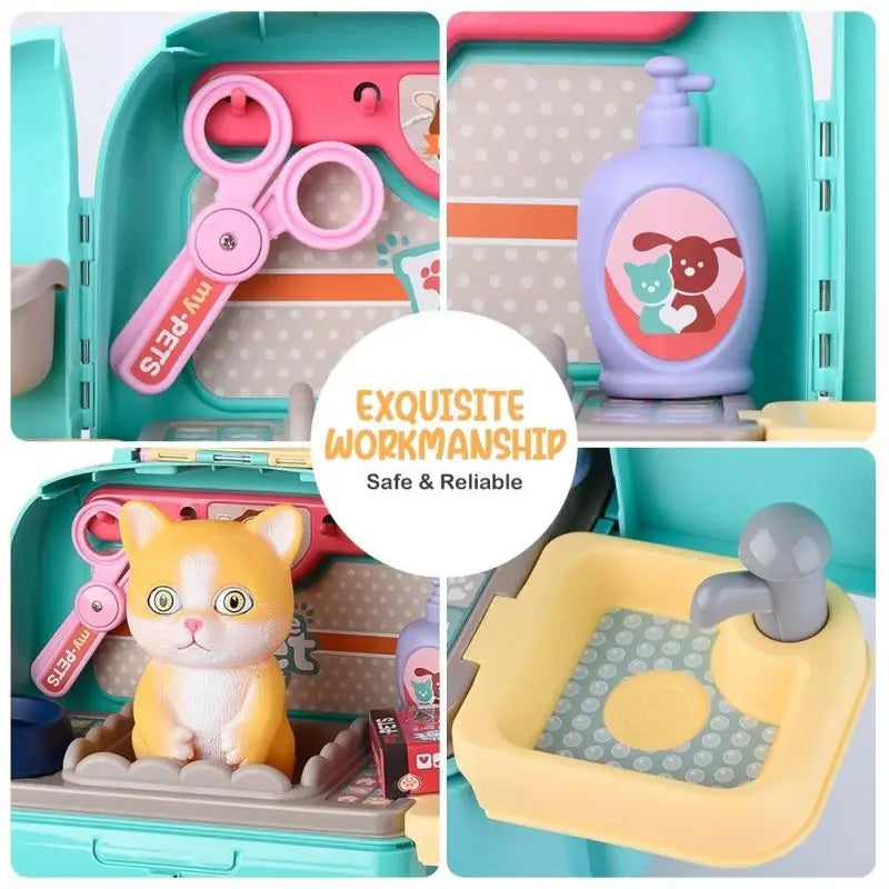 Pet Care Play Set – Dog Grooming Vet Kit with Backpack | Educational Toy for Kids & Toddlers | Pretend