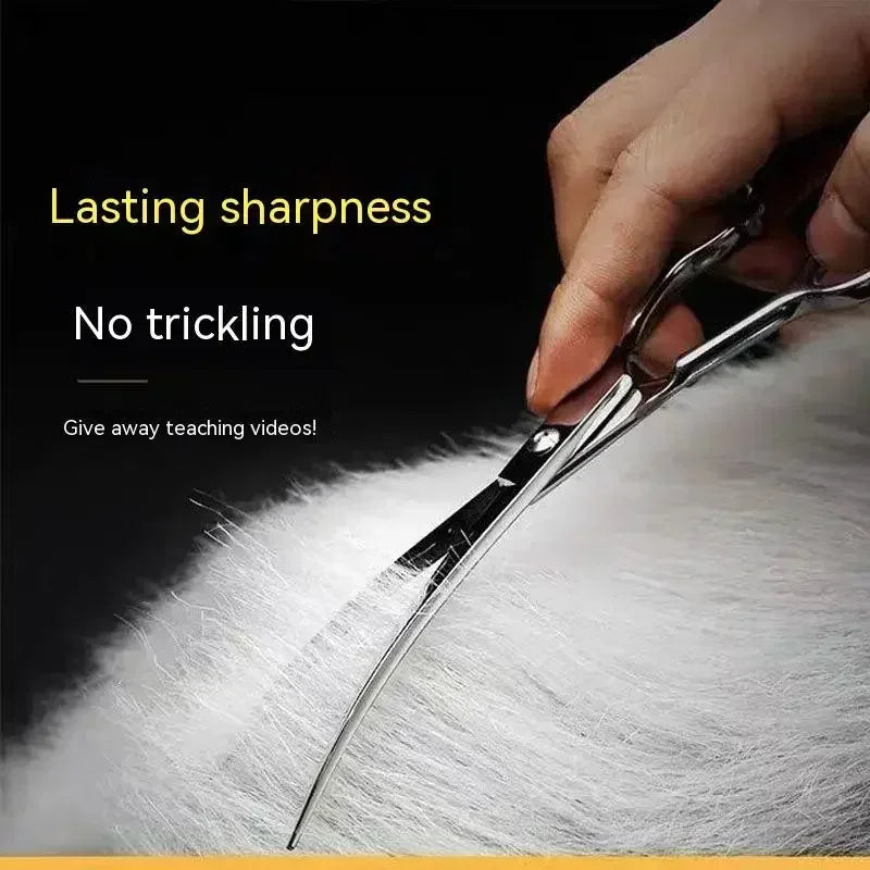 Pet Grooming Scissors Set – Professional Dog Hair Trimming Bent Scissors & Clippers for Precise Pet Haircuts