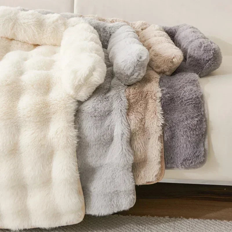 Square Winter Soft Pet Bed NZ | Warm Plush Dog & Cat Sofa with Neck Pillow – PawNest