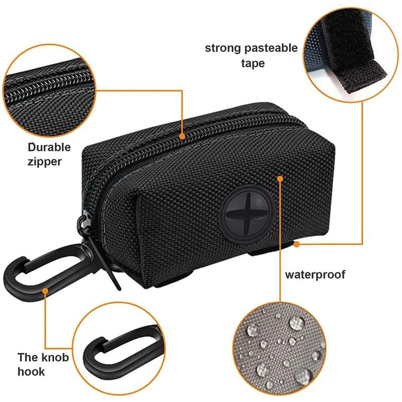 Adjustable Pet Dog Poop Bag Holder with Leash Attachment – Mini Travel Waste Bag Dispenser & Cleaning Tool