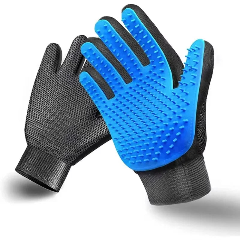 Pet Grooming Kit for Dogs, Cats & Rabbits – 2-Sided Grooming Brush & Bath Cleaning Glove for De-Shedding & De-Matting Fur