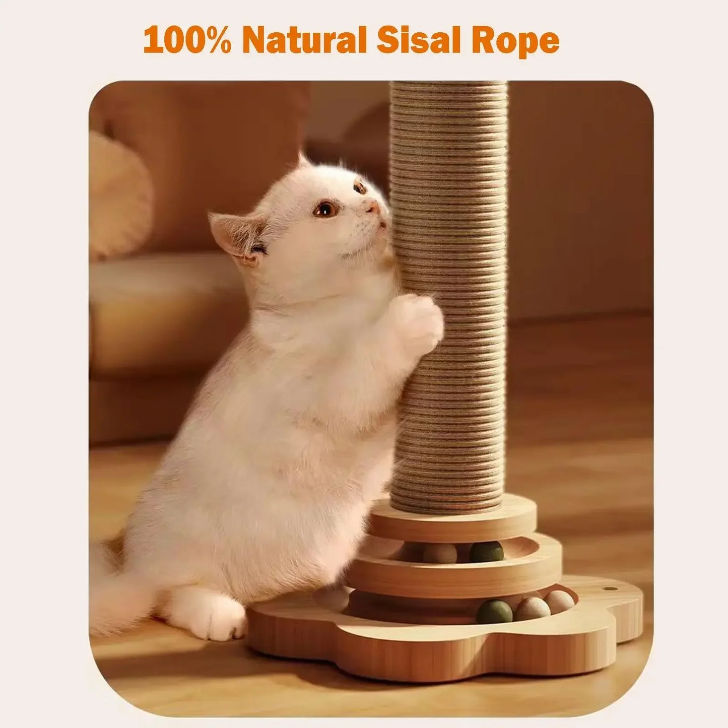 Cat Scratch Pole Sisal NZ | High-Density Turntable Scratcher & Climbing Frame for Cats – PawNest