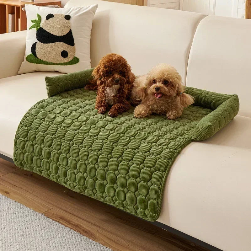 Square Winter Soft Pet Bed NZ | Warm Plush Dog & Cat Sofa with Neck Pillow – PawNest
