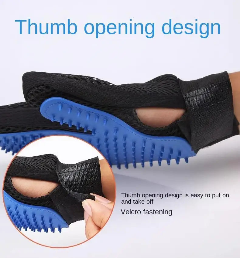 Pet Grooming Kit for Dogs, Cats & Rabbits – 2-Sided Grooming Brush & Bath Cleaning Glove for De-Shedding & De-Matting Fur