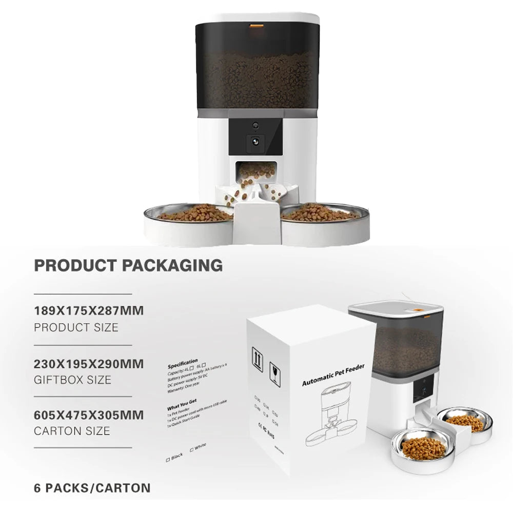 Smart Pet Feeder 4L with Camera NZ | App-Controlled Auto Dog & Cat Dispenser – PawNest