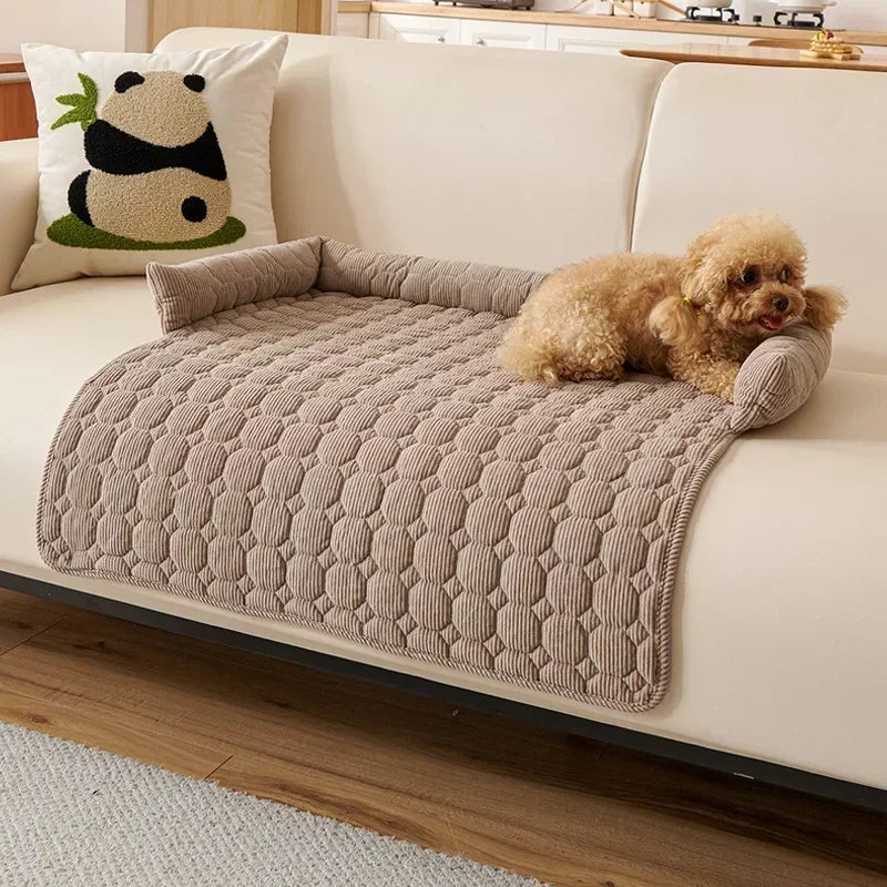 Square Winter Soft Pet Bed NZ | Warm Plush Dog & Cat Sofa with Neck Pillow – PawNest