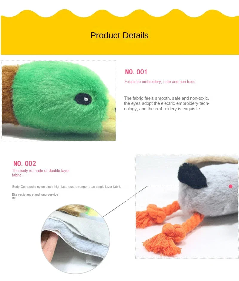 Dog Chew Toy Plush Duck NZ | Squeaky Sound Toy for Teeth Cleaning & Interactive Play – PawNest