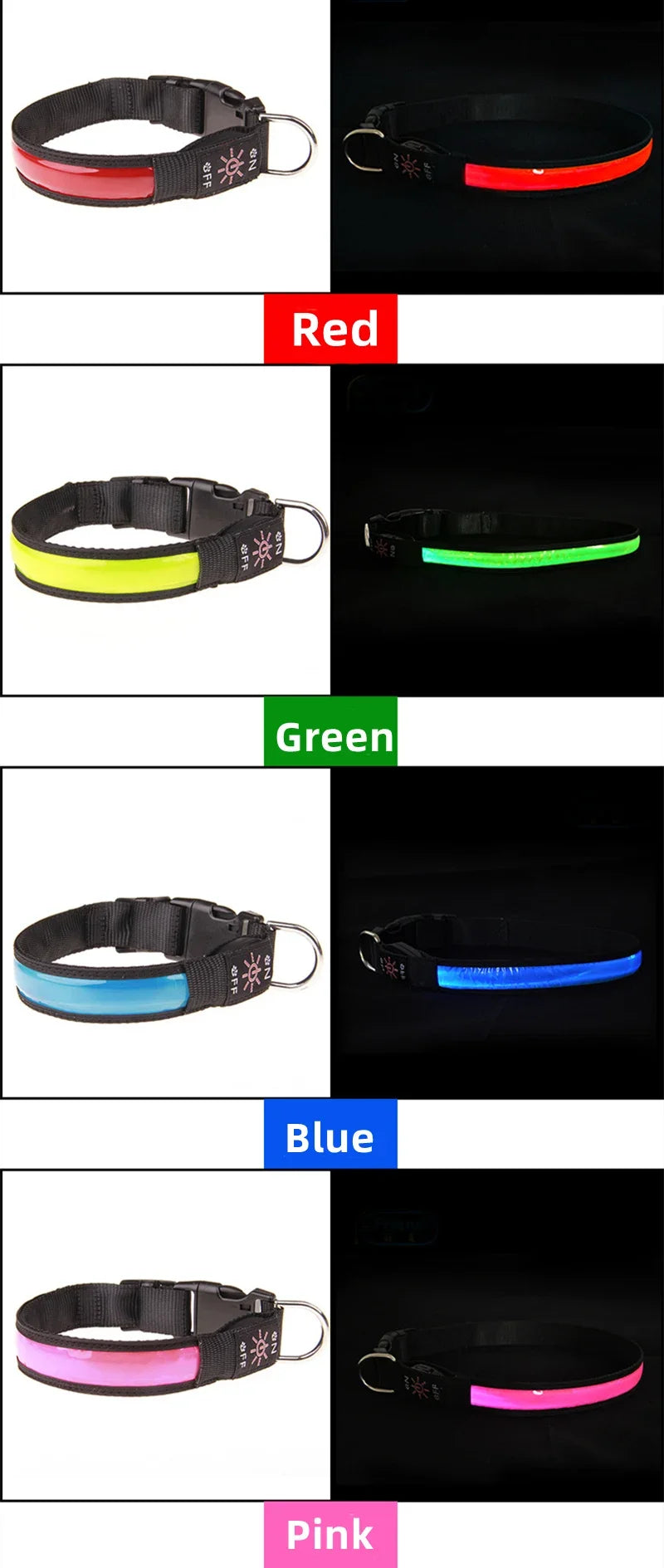 LED Glowing Dog Collar – USB Rechargeable Flashing Light