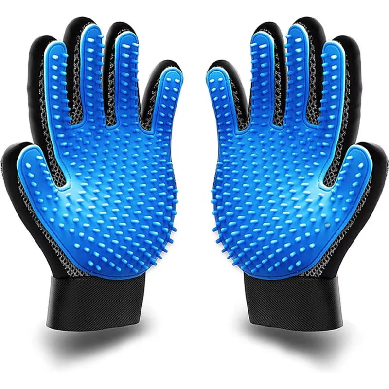 Pet Grooming Kit for Dogs, Cats & Rabbits – 2-Sided Grooming Brush & Bath Cleaning Glove for De-Shedding & De-Matting Fur
