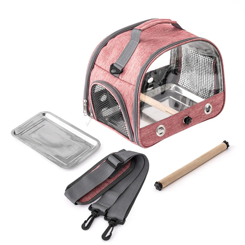 Transparent Bird Carrier Travel Bag NZ | Foldable Parrot Transport Cage with Perch – PawNest