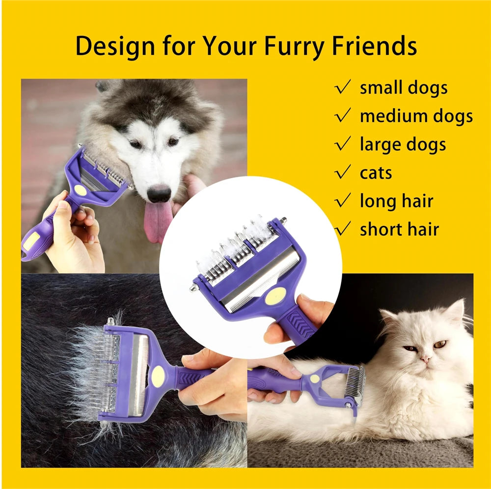 Dog Grooming Brush & Dematting Comb – Undercoat Rake for Thick Hair Cats & Dogs | Pet Hair Removal Tool | PawNest NZ