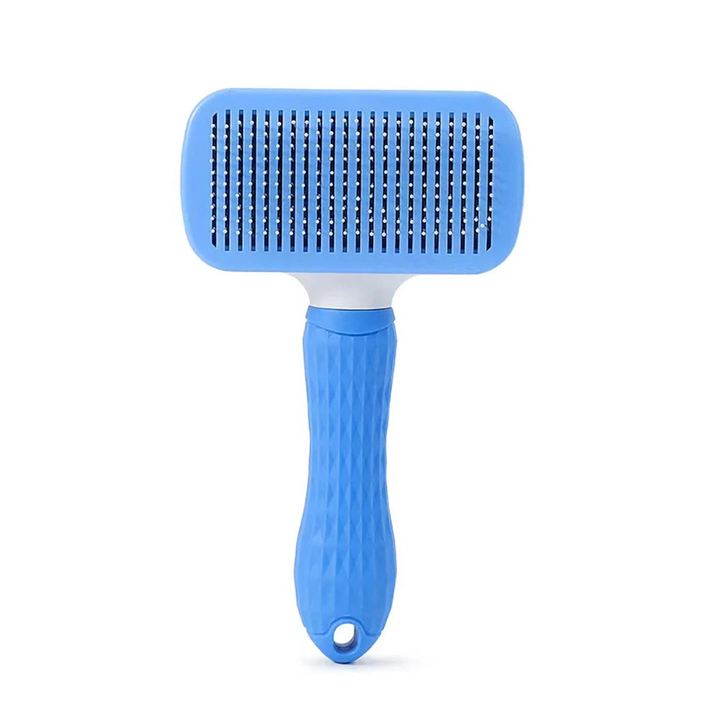 Pet Grooming Massage Brush with One-Click Hair Removal – Tangle & Loose Hair Cleaner for Cats & Dogs, Short & Long Hair