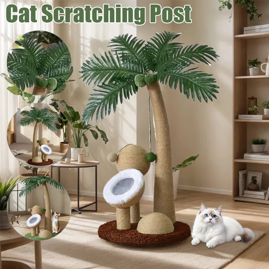 Coconut Tree Cat Scratching Post NZ | Interactive Claw Sharpener & Climbing Frame for Cats – PawNest