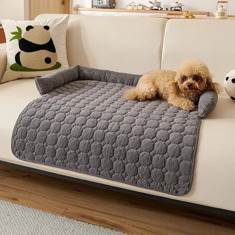 Square Winter Soft Pet Bed NZ | Warm Plush Dog & Cat Sofa with Neck Pillow – PawNest