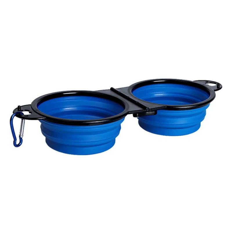 2-in-1 Foldable Double Dog & Cat Feeding Bowl – Portable TPE