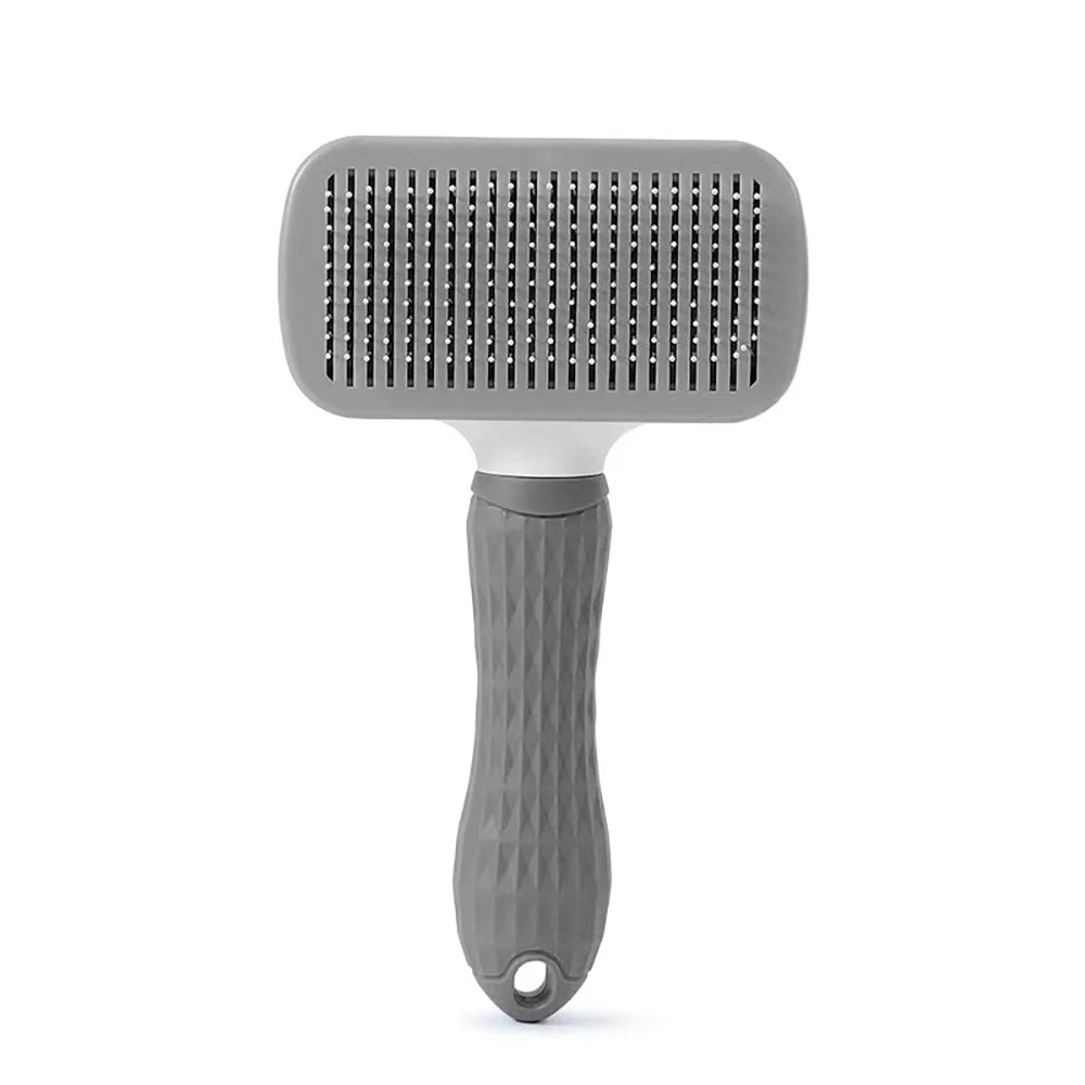 Pet Grooming Massage Brush with One-Click Hair Removal – Tangle & Loose Hair Cleaner for Cats & Dogs, Short & Long Hair
