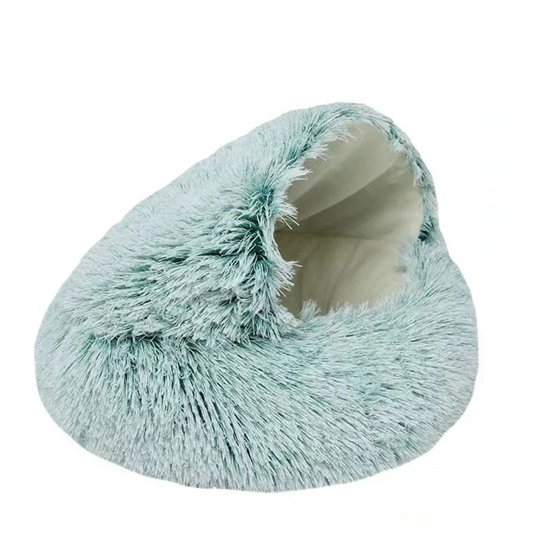 Soft Plush Round Pet Bed NZ | Covered Sleeping Nest Cave for Small Dogs & Kittens – PawNest