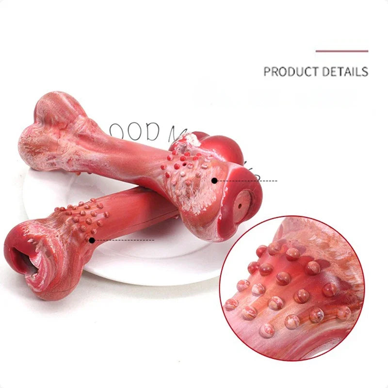Funny Dog Chew Toy NZ | Realistic Bone-Shaped Rubber Toy with Food Holder & Toothbrush Cleaner – PawNest