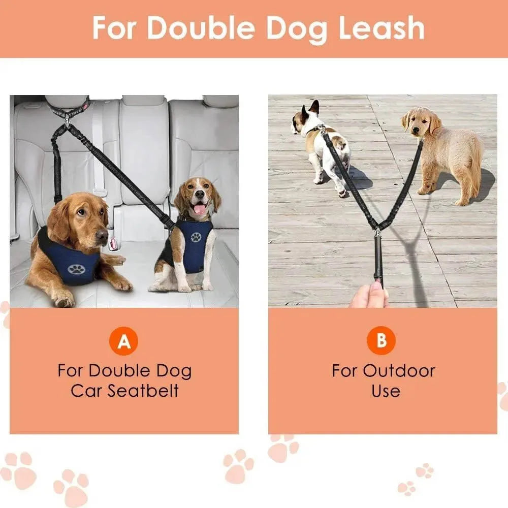 Double-Headed Dog Safety Harness NZ | Adjustable Car Headrest Restraint for Secure Pet Travel – PawNest