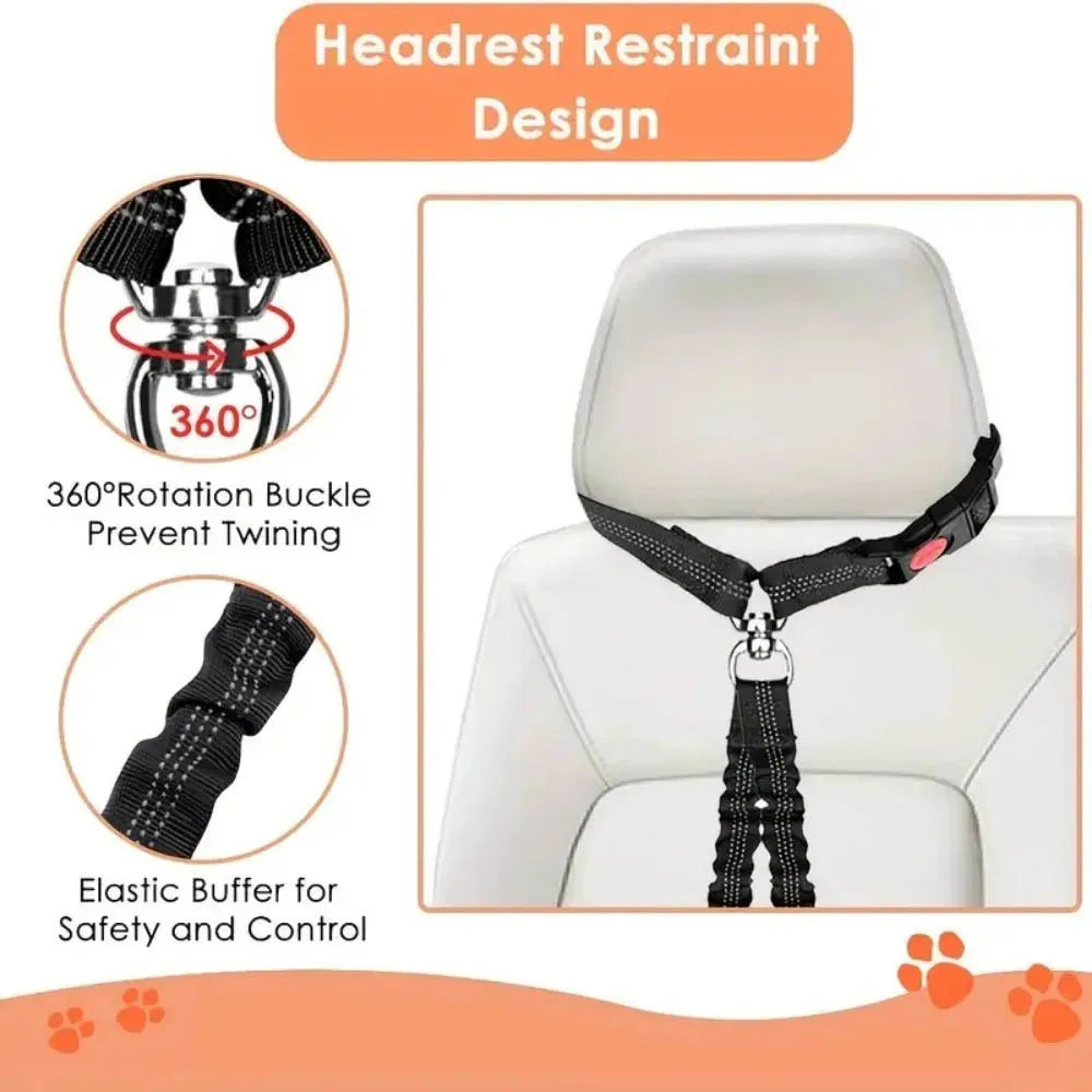 Double-Headed Dog Safety Harness NZ | Adjustable Car Headrest Restraint for Secure Pet Travel – PawNest