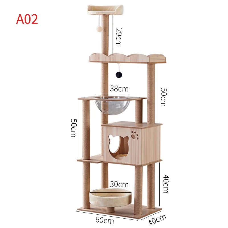 Large Indoor Cat Tree NZ | Tall Multi-Level Tower with Claw Grinding & Scratching Posts – PawNest