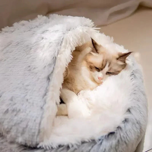 Soft Plush Round Pet Bed NZ | 2-in-1 Covered Cat & Dog Sleeping Nest for Small Pets – PawNest