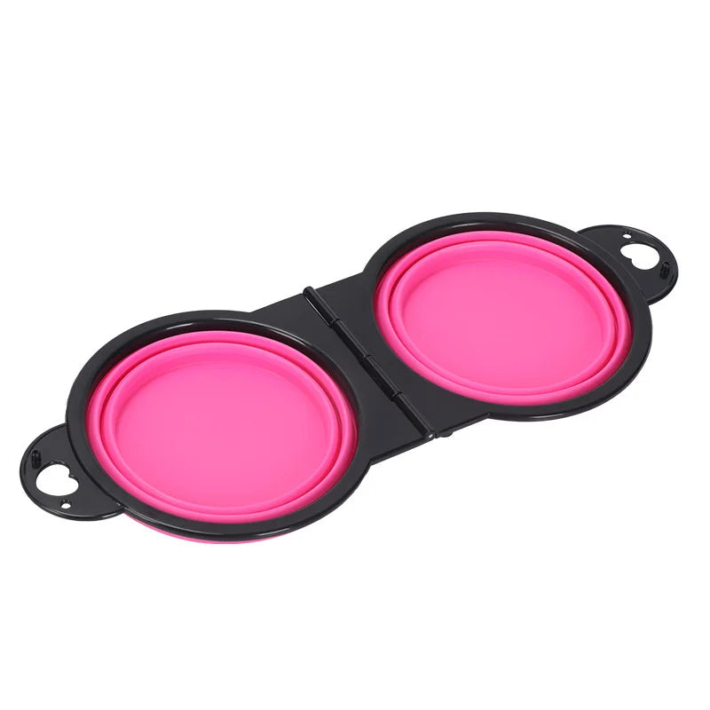 2-in-1 Expandable Silicone Collapsible Dog Bowl – Travel Dual Dish