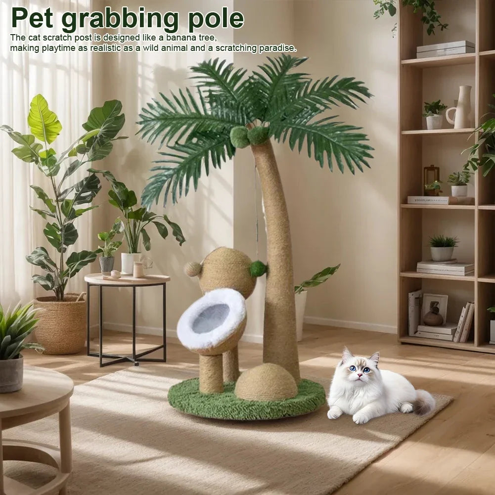 Coconut Tree Cat Scratching Post NZ | Interactive Claw Sharpener & Climbing Frame for Cats – PawNest