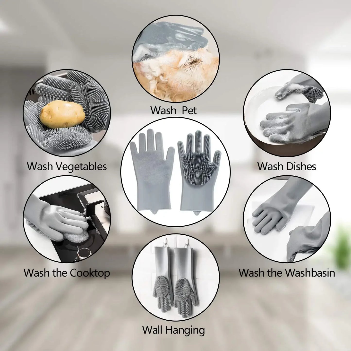 Pet Grooming Gloves – Gentle Bathing, Deshedding & Massage Mitt for Dogs, Cats & Rabbits